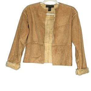 Banana Republic tan faux suede/fur‎ cropped jacket. Size XS